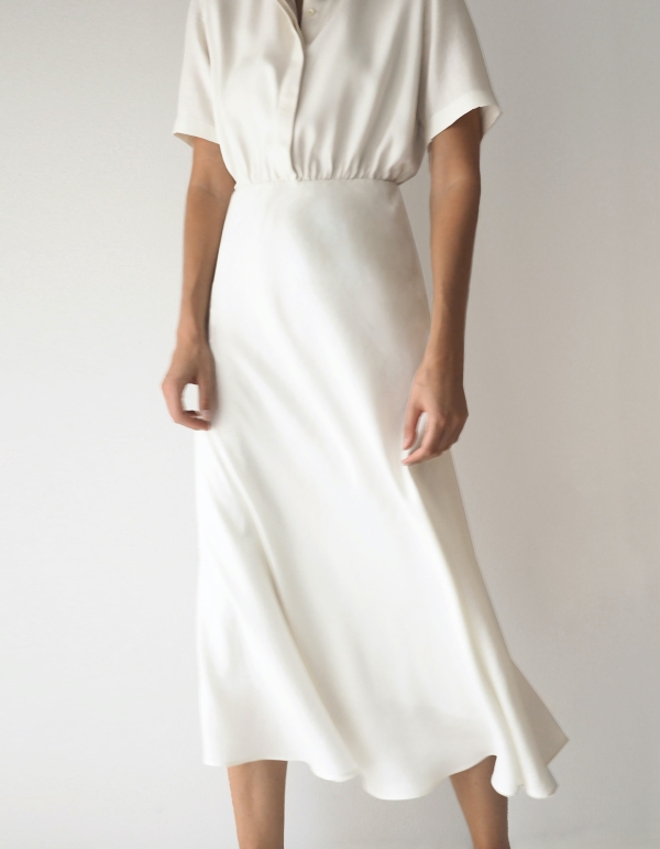 Silk shirt dress - off white