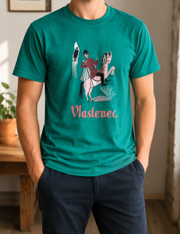Zelené triko Vlastenec s ilustrací