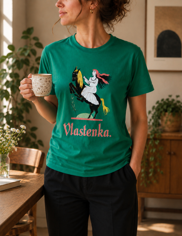 Zelené triko Vlastenka s ilustrací
